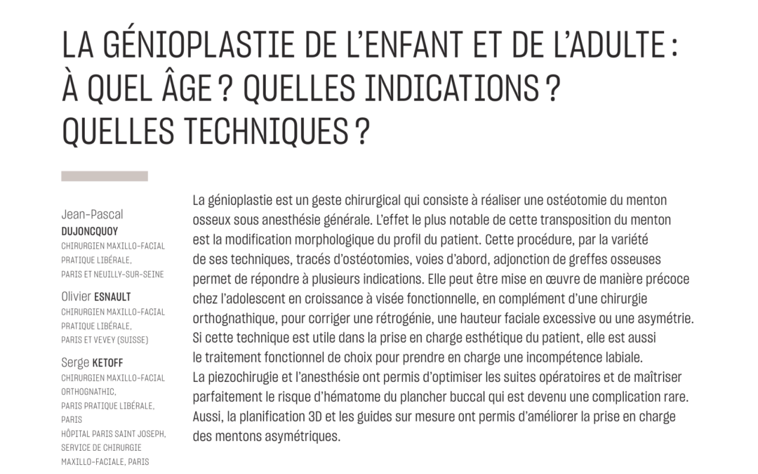 Génioplastie enfant et adulte à Paris | Dr Serge Ketoff & Dr J.-P. Dujoncquoy